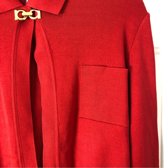 Salvatore Ferragamo Open Front Red 100% Cotton Cardigan - Picture 4 of 5